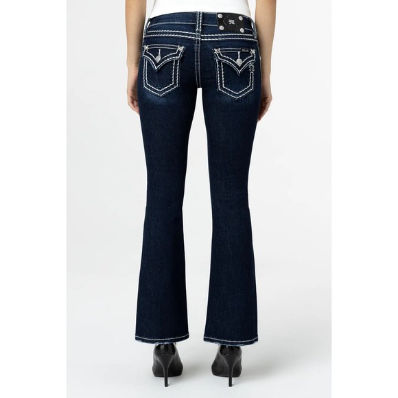 Miss Me Loose Saddle Stitch Border Chloe Bootcut Jeans Mid Rise 29x32 NWT - Picture 2 of 16